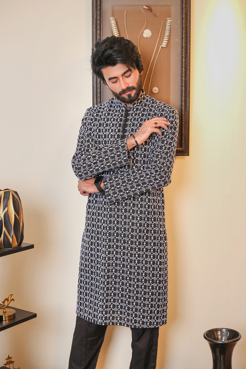 Black and Silver Kurta