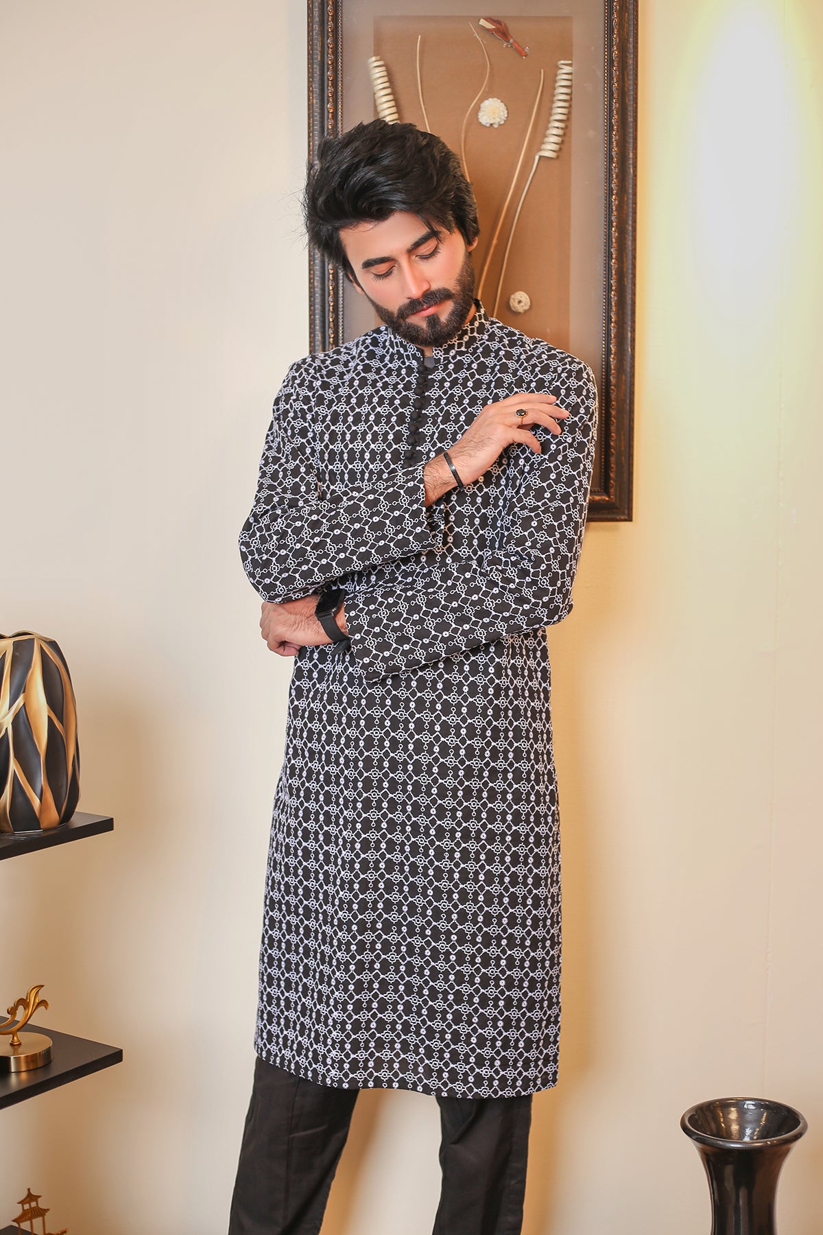 Black and Silver Kurta