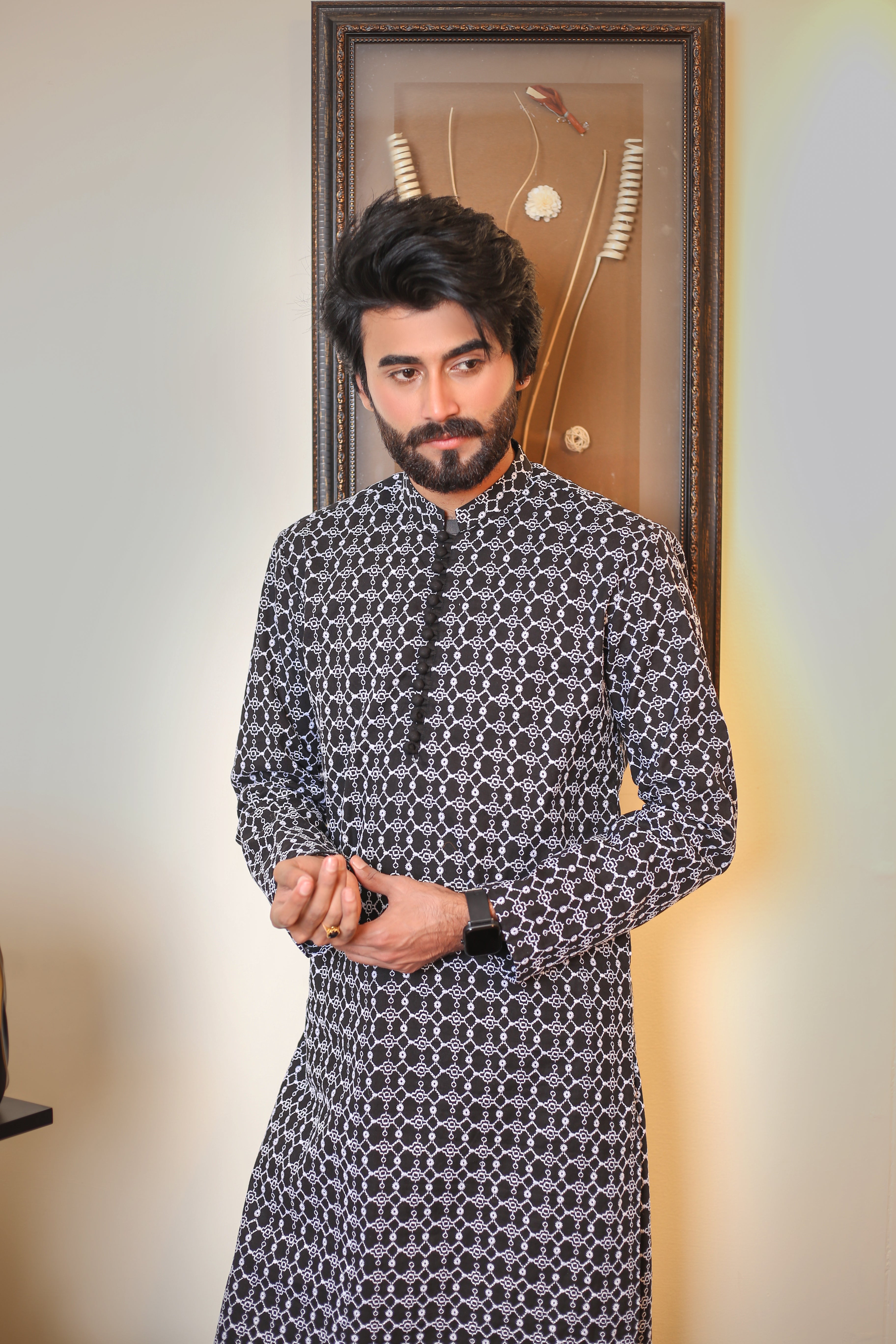 Black and Silver Kurta