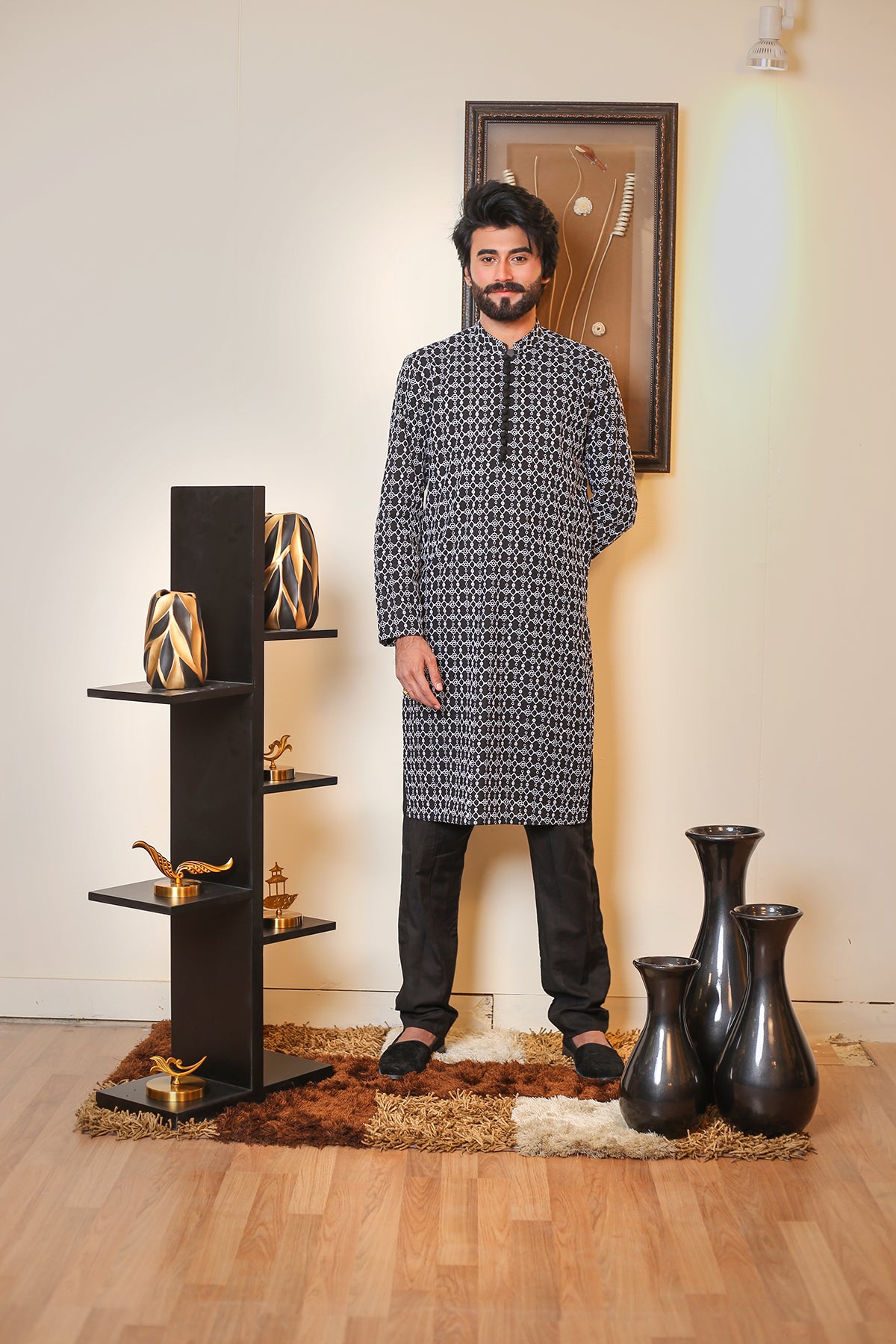 Black and Silver Kurta