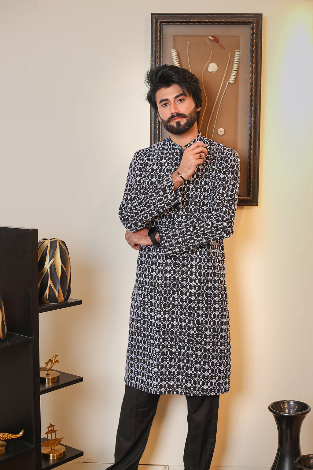Black and Silver Kurta