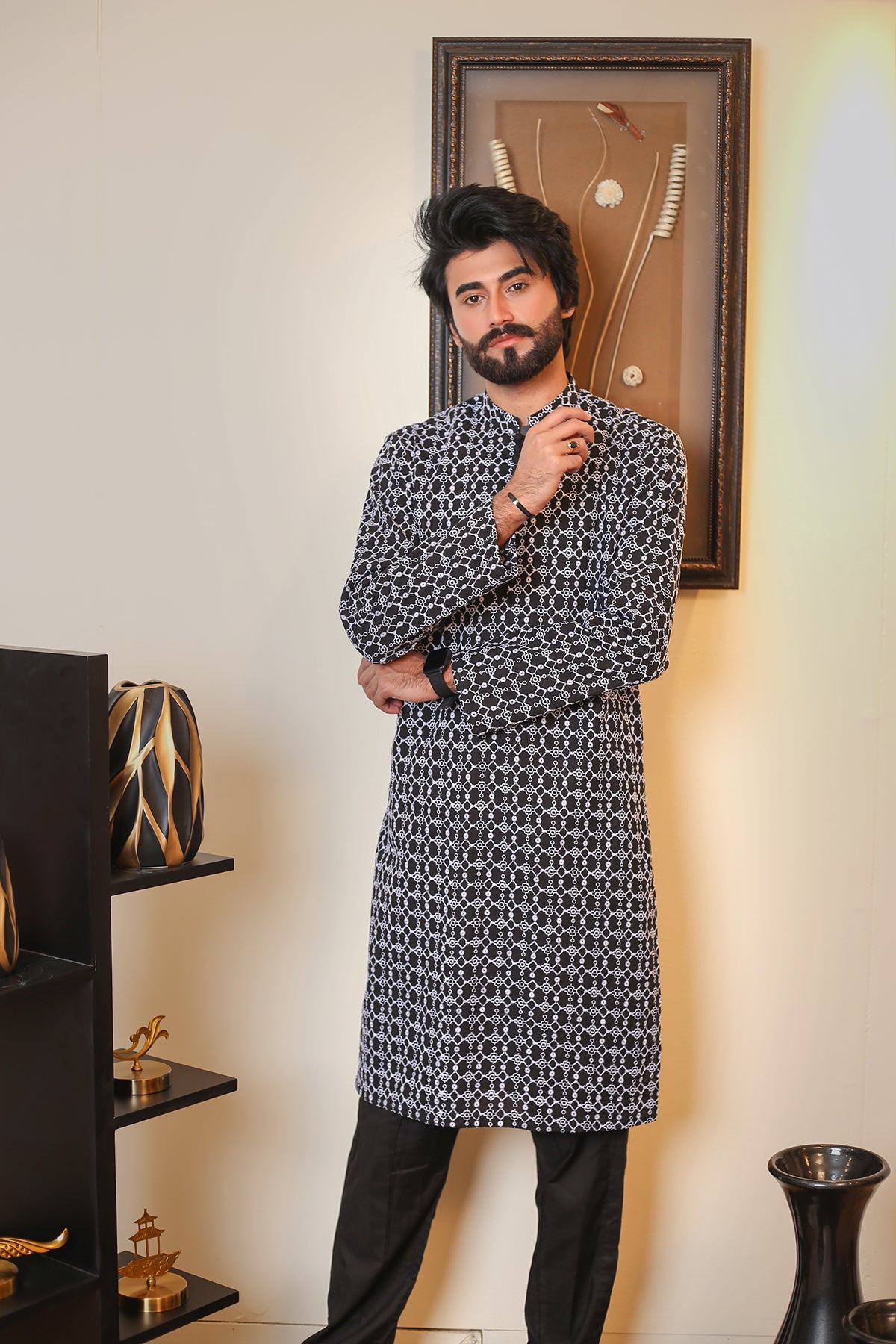 Black and Silver Kurta