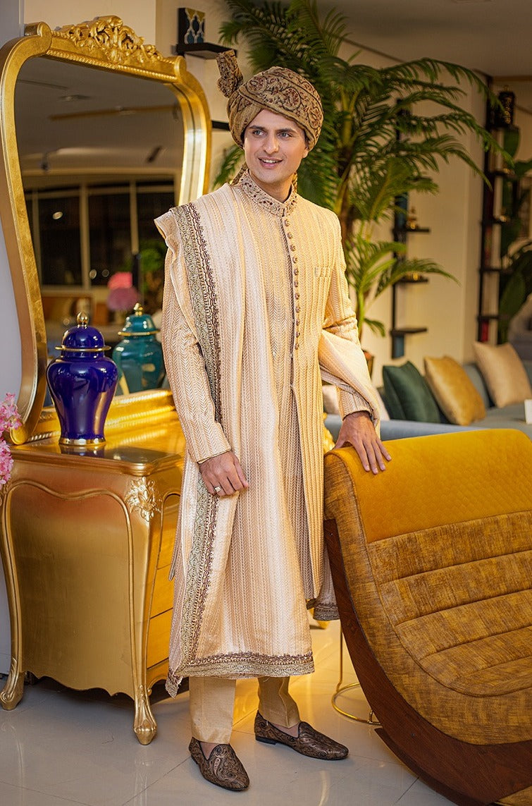 Golden Embroidered Sherwani