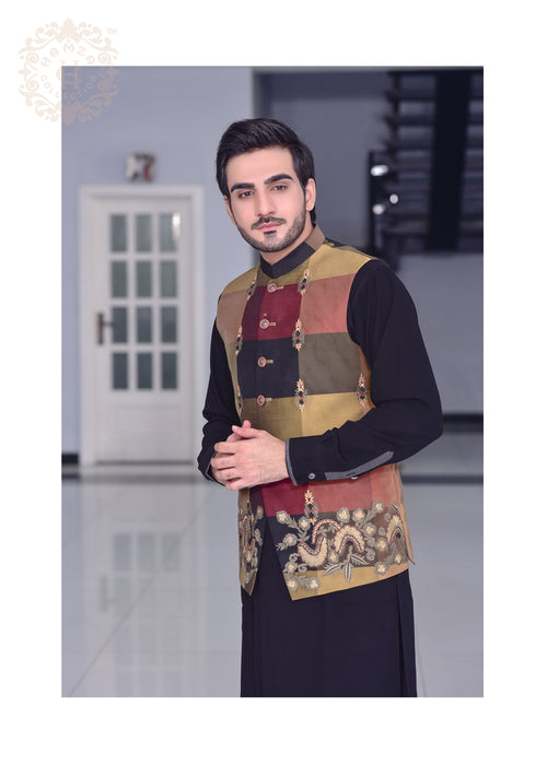 Block Patterened Waist Coat