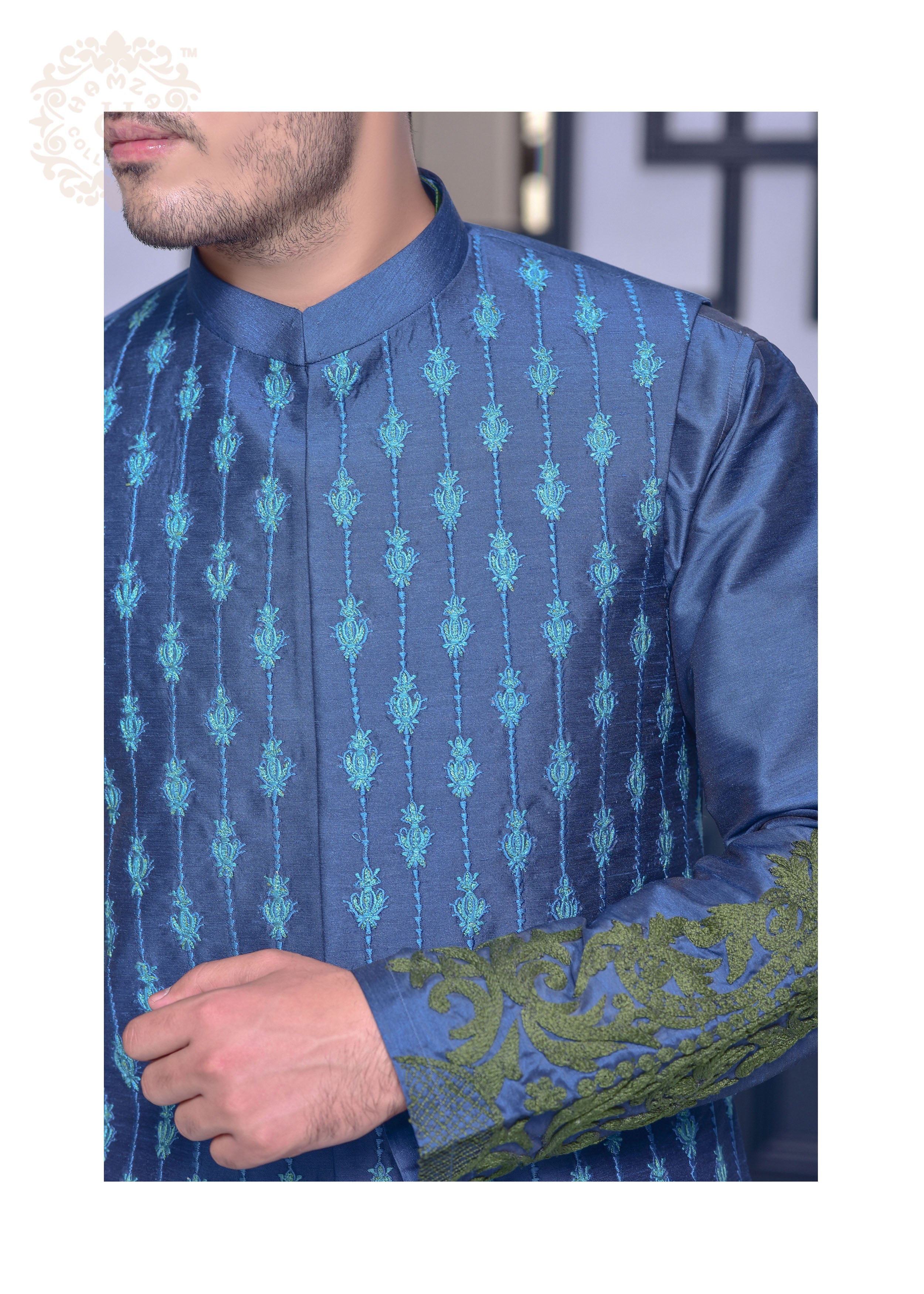 Teal Artisian Waist Coat