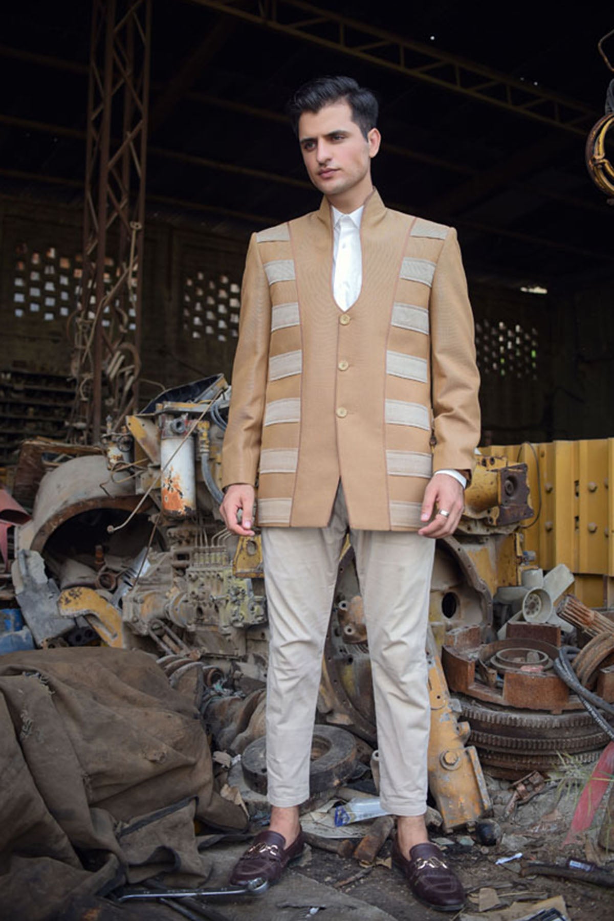 Tan Textured Prince Coat