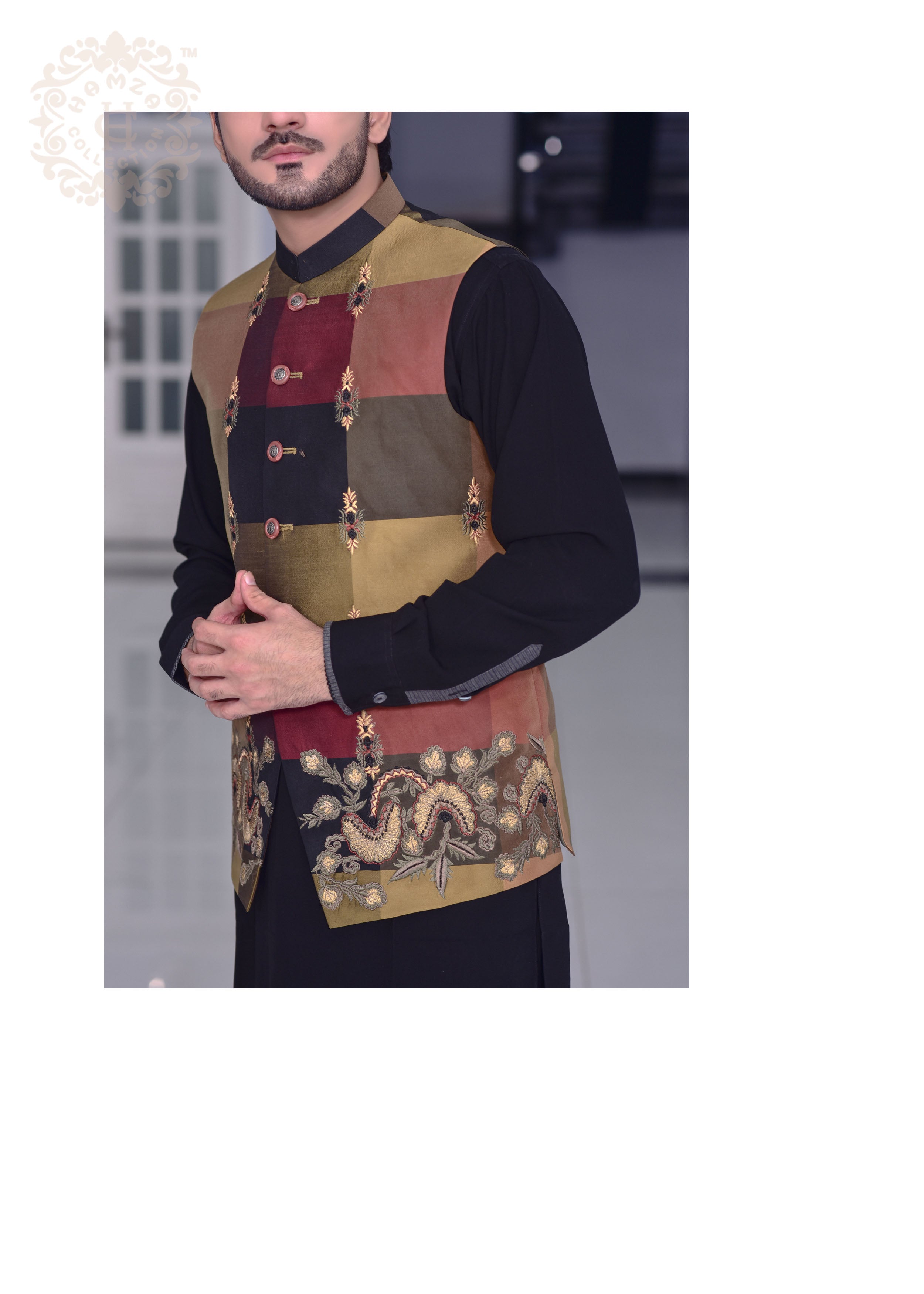 Block Patterened Waist Coat