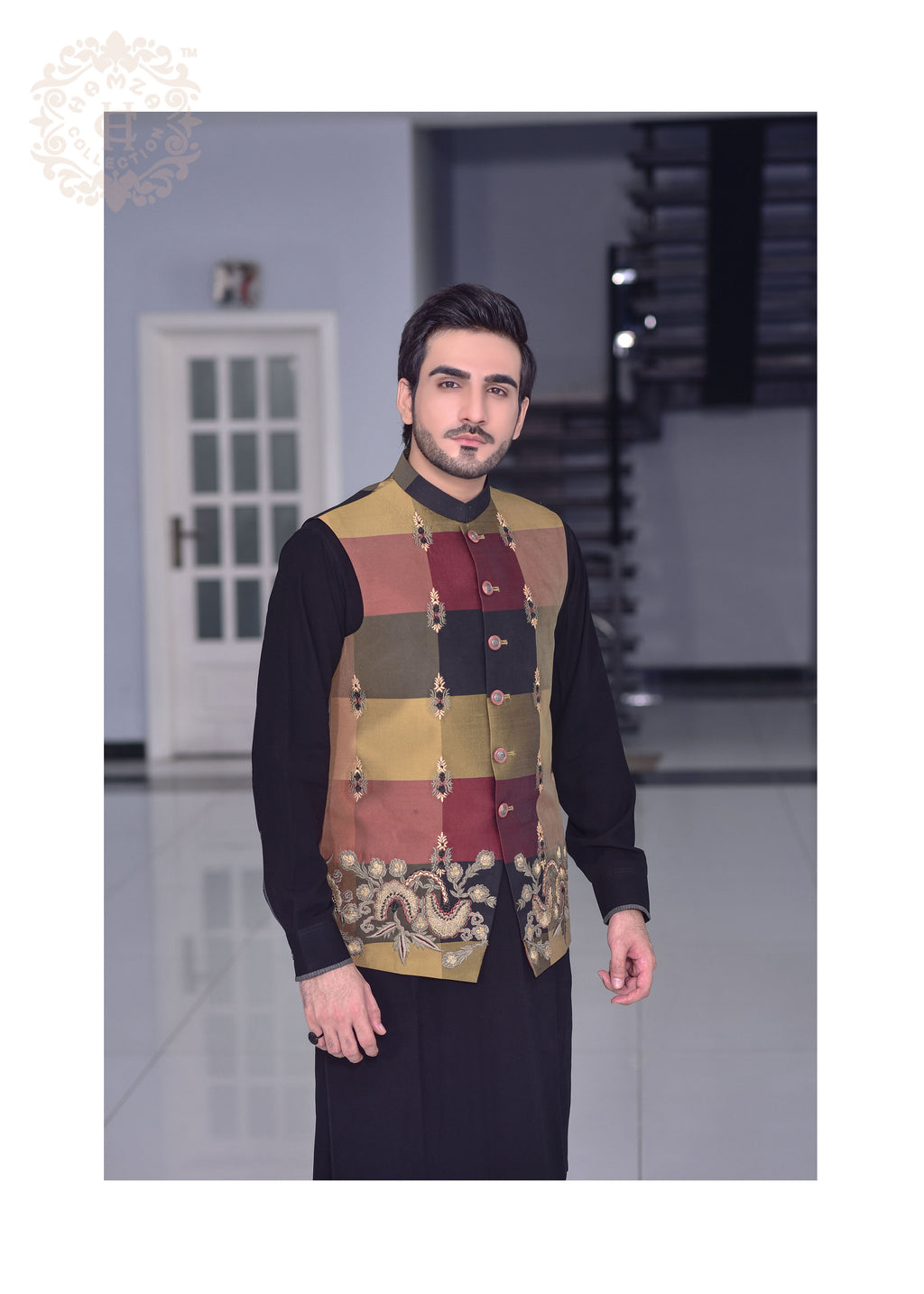 Block Patterened Waist Coat