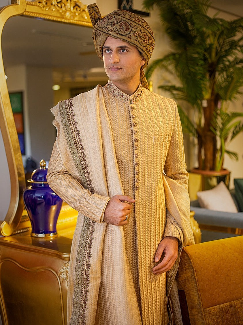 Golden Embroidered Sherwani