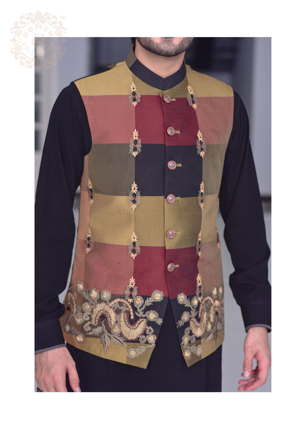 Block Patterened Waist Coat