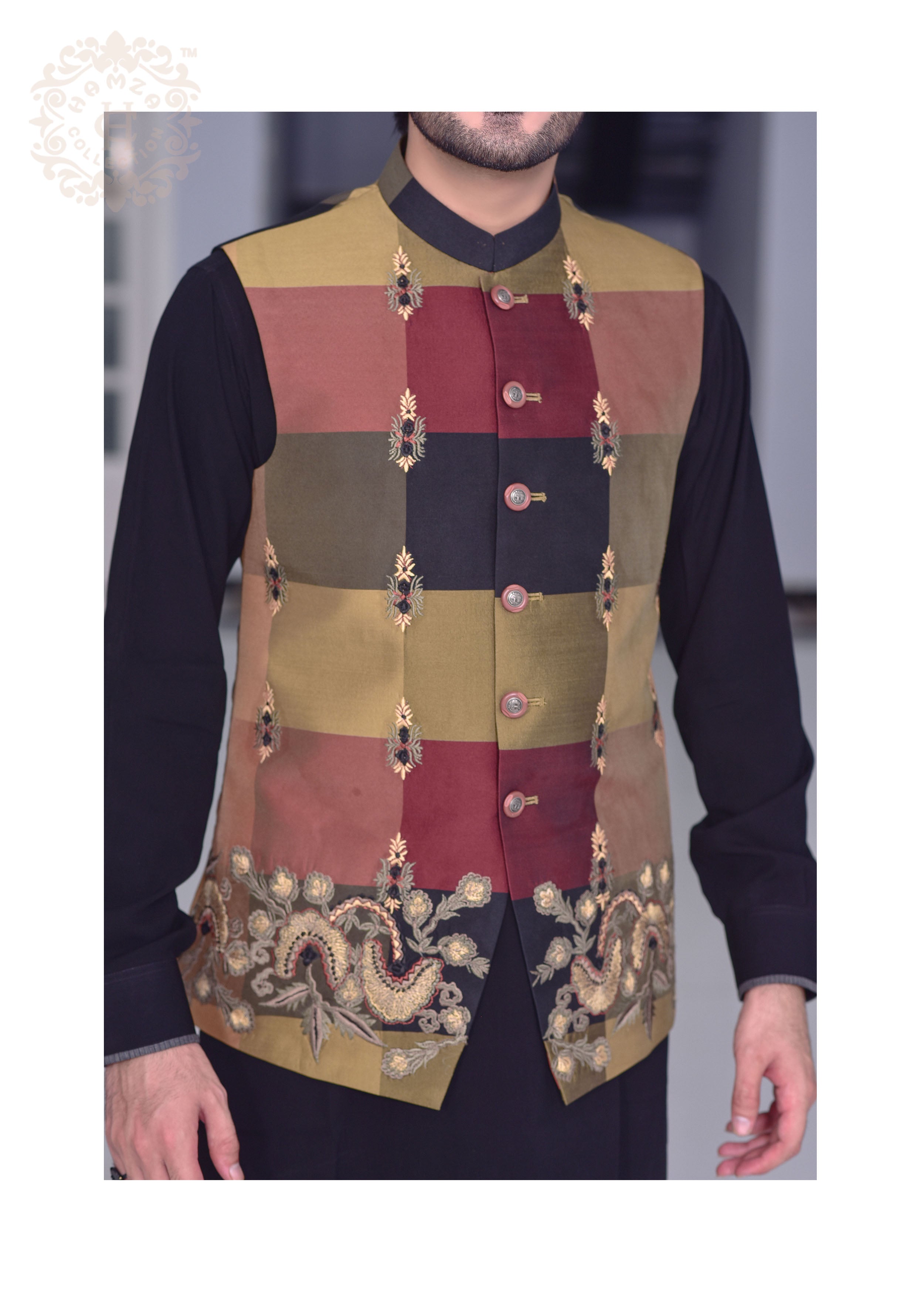 Block Patterened Waist Coat