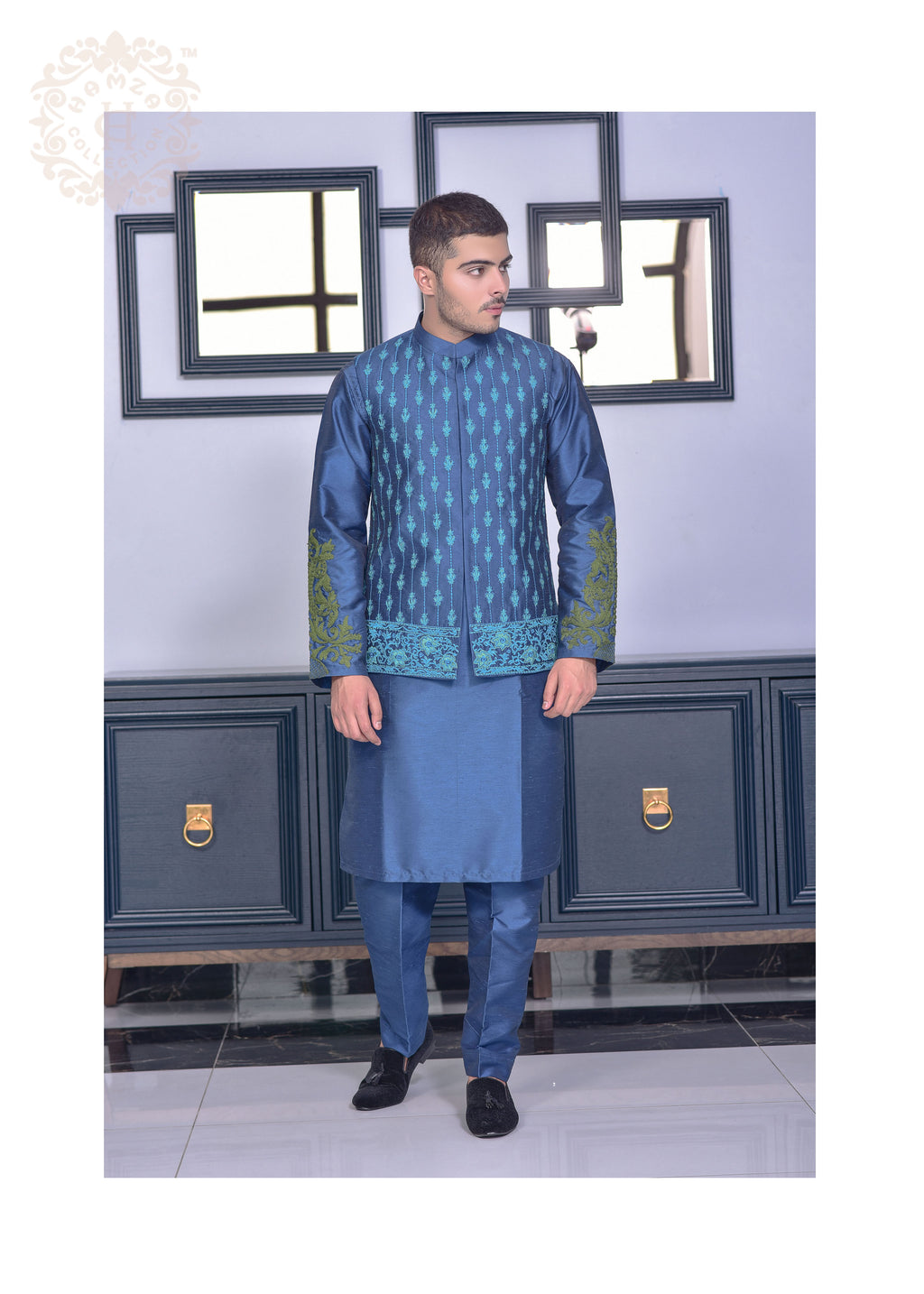 Teal Artisian Waist Coat