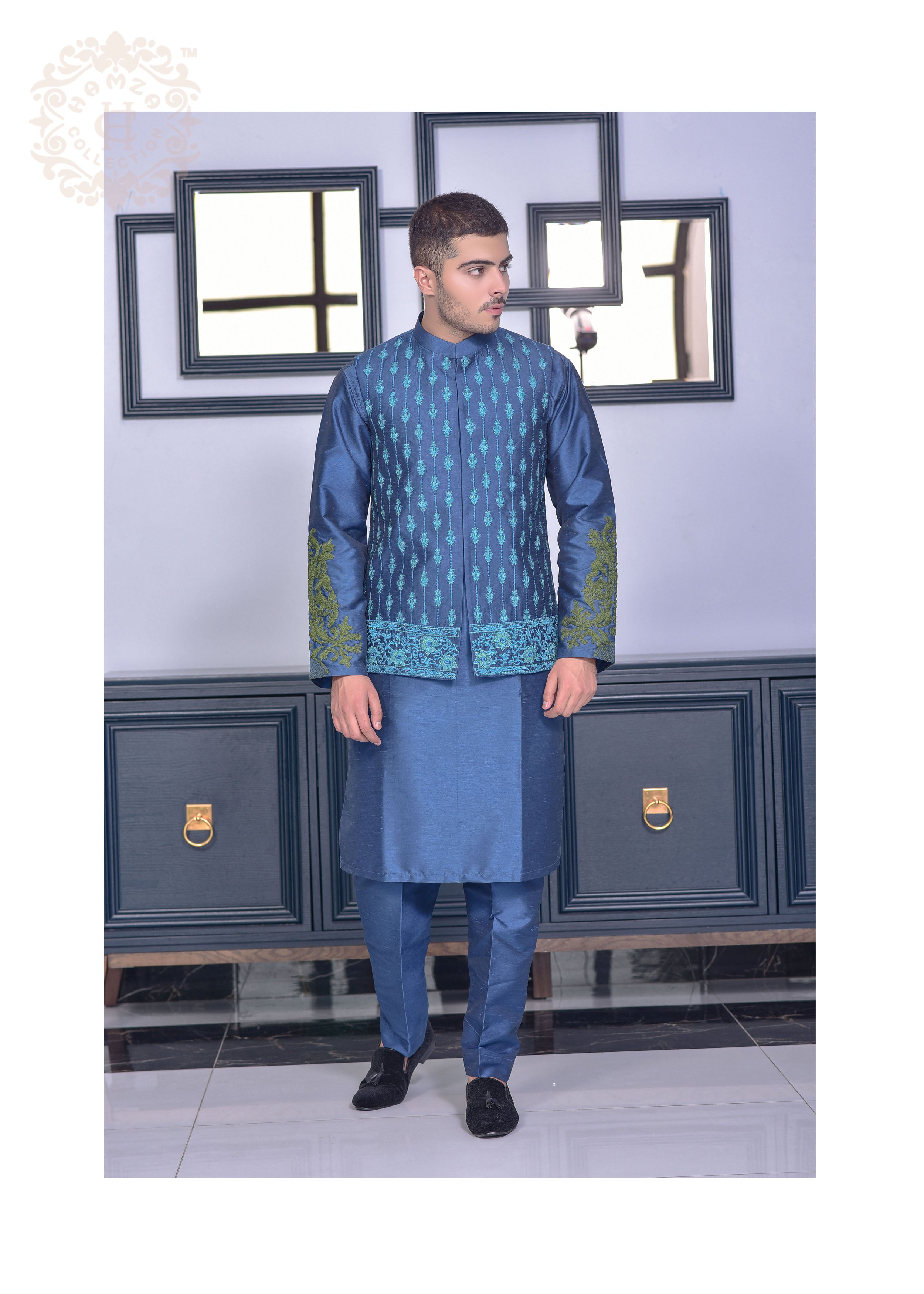 Teal Artisian Waist Coat