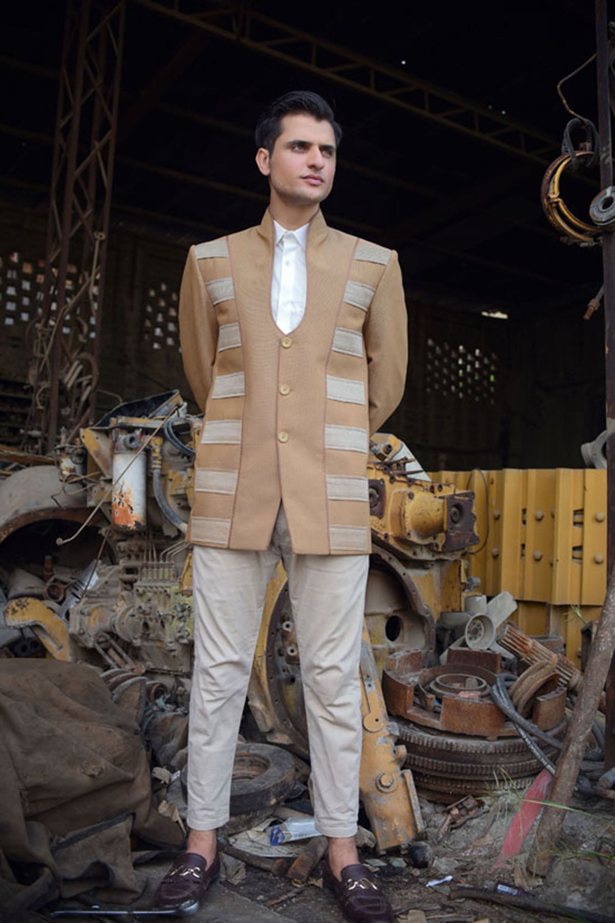 Tan Textured Prince Coat