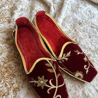 Maroon Velvet Loafers