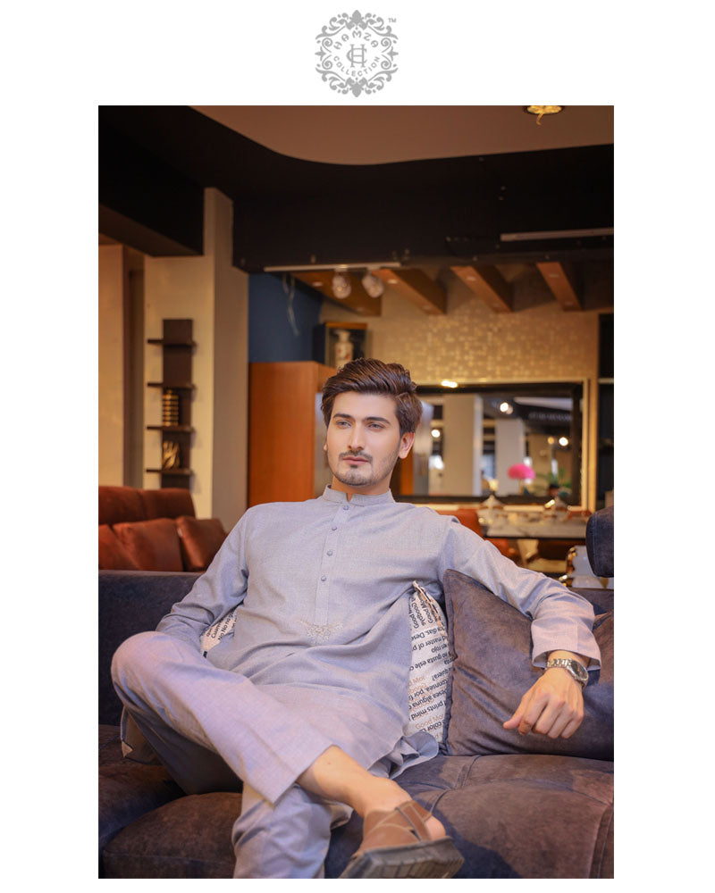 Soft Grey Kurta Trousers/Shalwar
