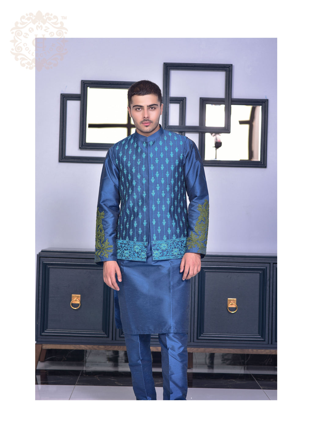 Teal Artisian Waist Coat