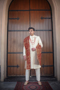 Offwhite Single Resham Sherwani