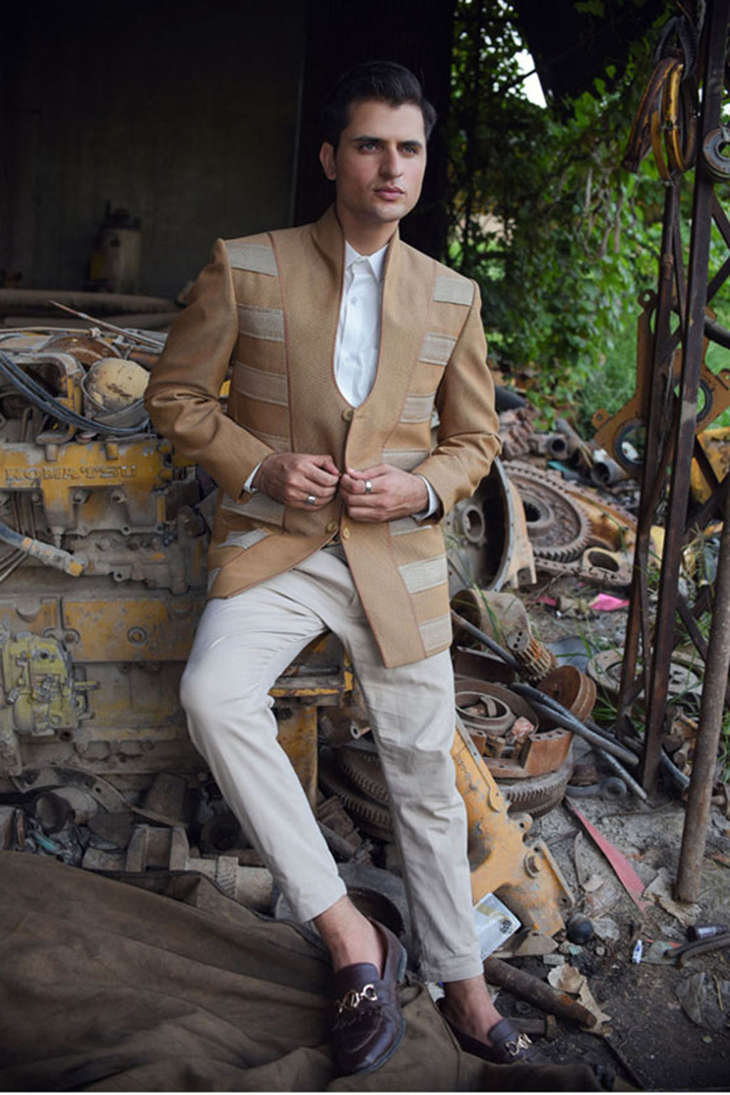 Tan Textured Prince Coat