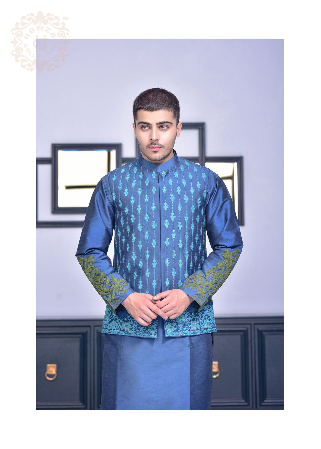 Teal Artisian Waist Coat