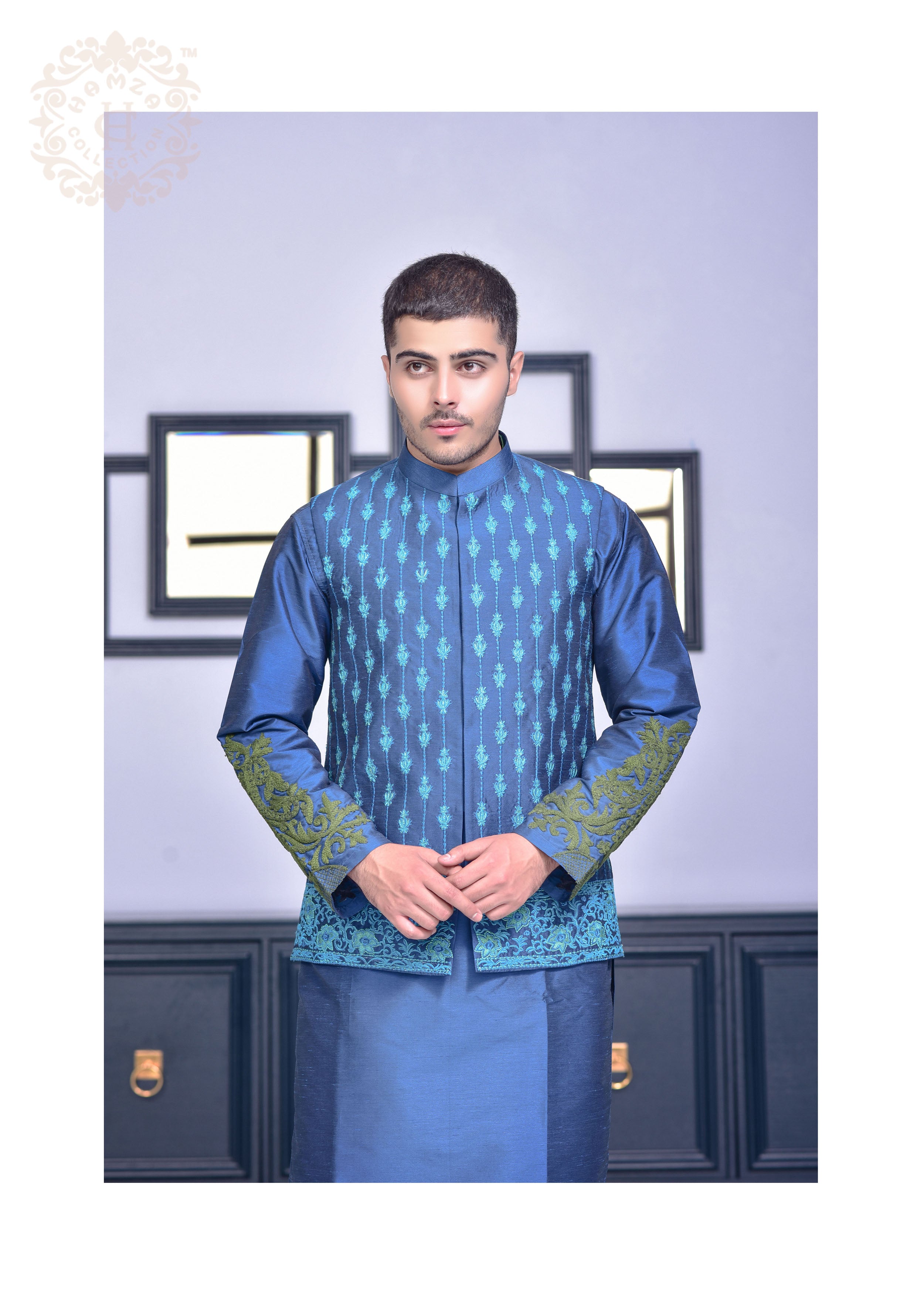 Teal Artisian Waist Coat