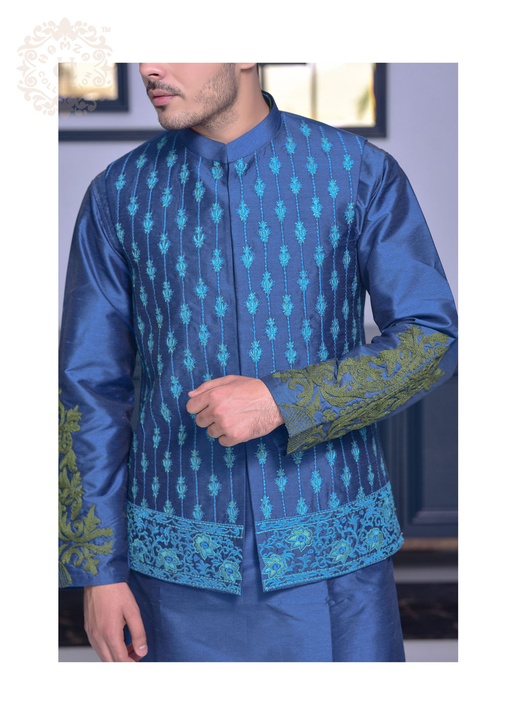 Teal Artisian Waist Coat