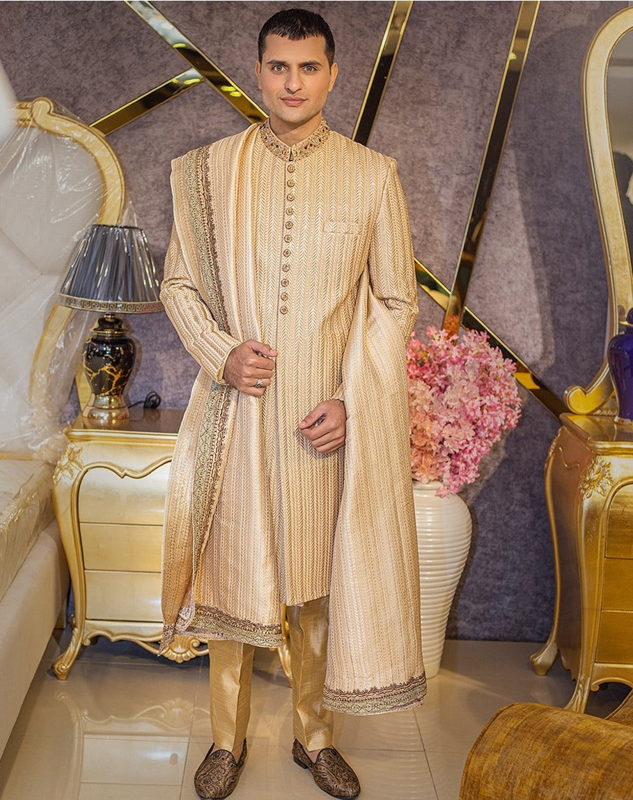 Golden Embroidered Sherwani