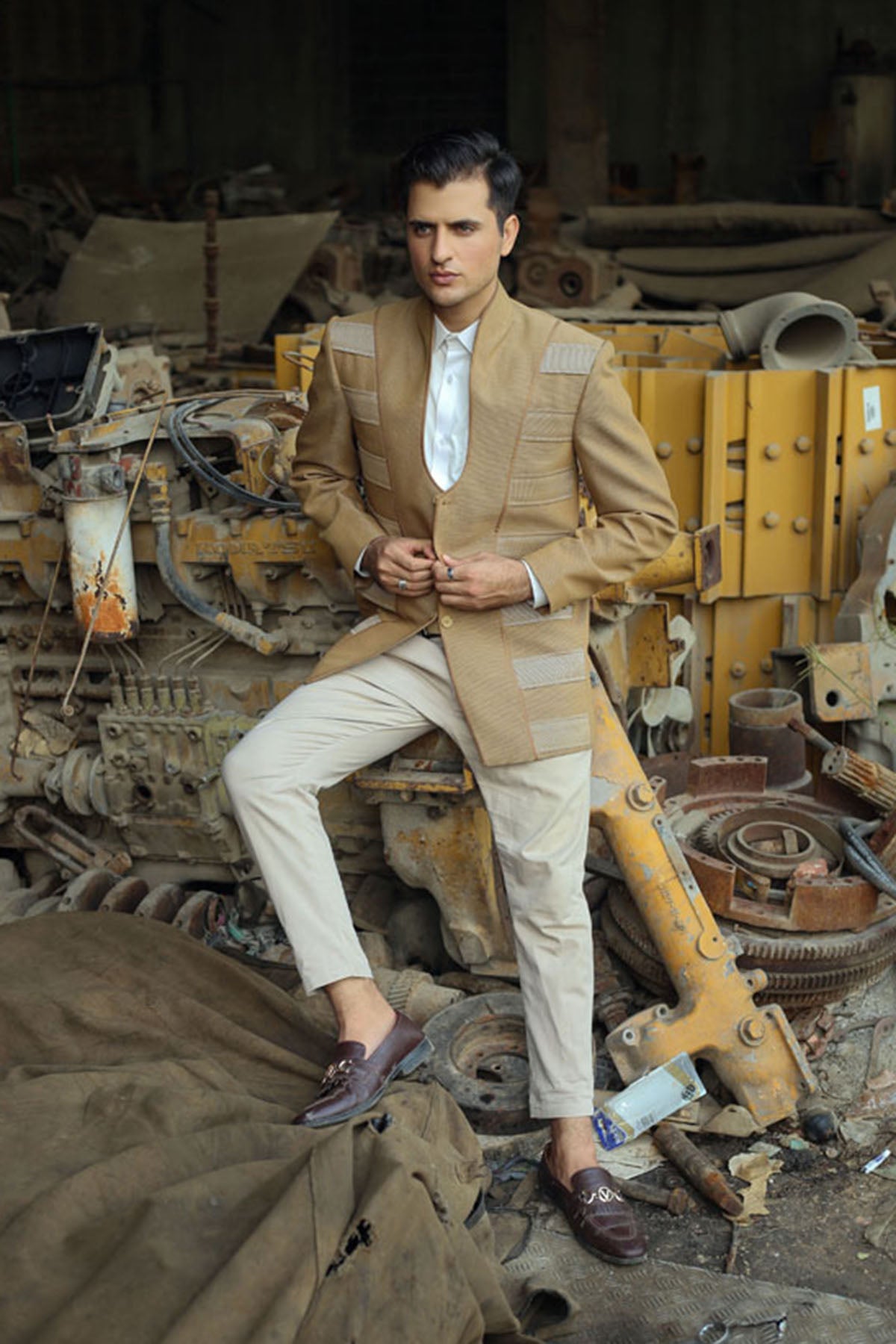 Tan Textured Prince Coat
