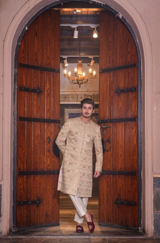 Masoori Champion Gold Embroidered Sherwani