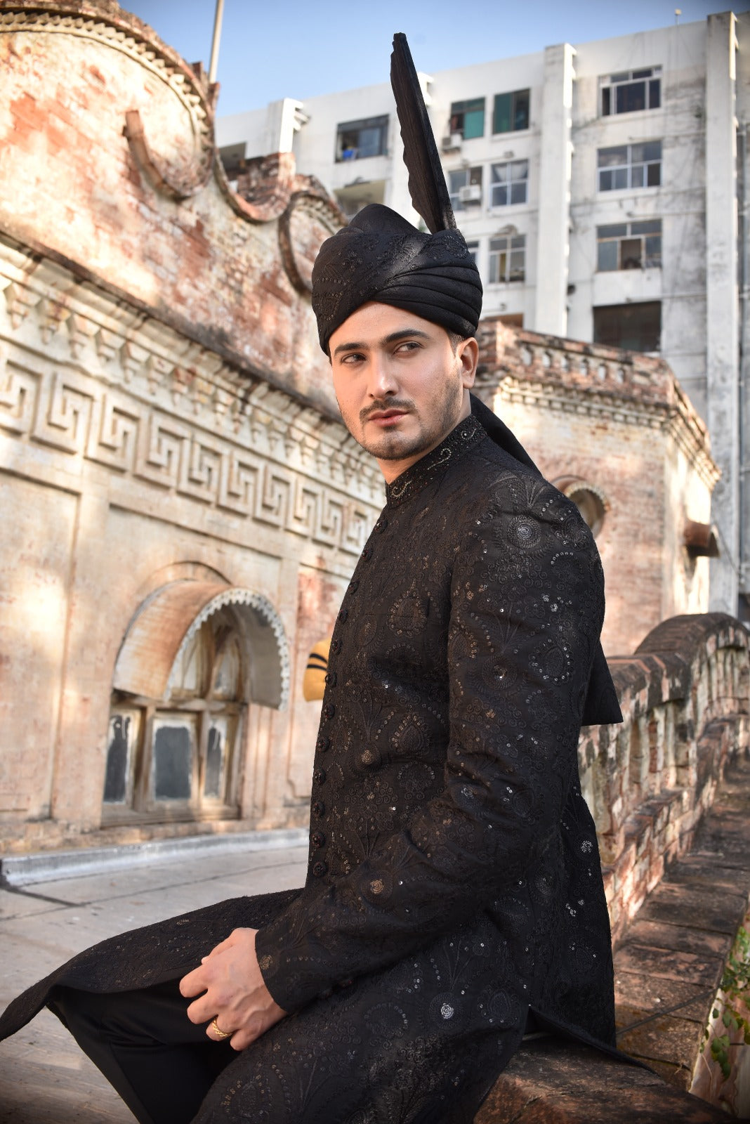 Black Embroidered Sherwani