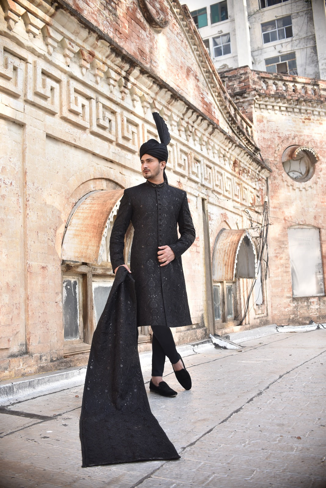 Black Embroidered Sherwani