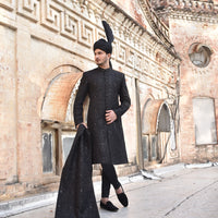 Black Embroidered Sherwani