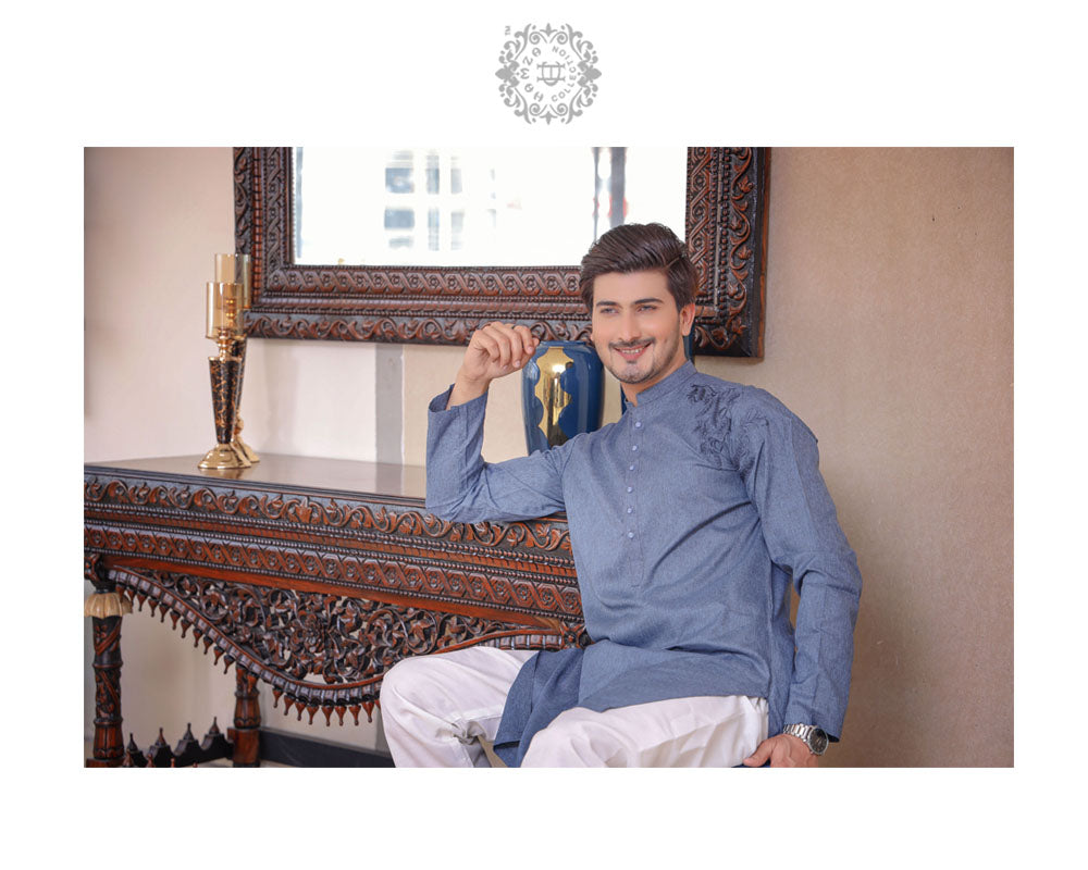 Dusty Blue Kurta Trouser/Shalwar