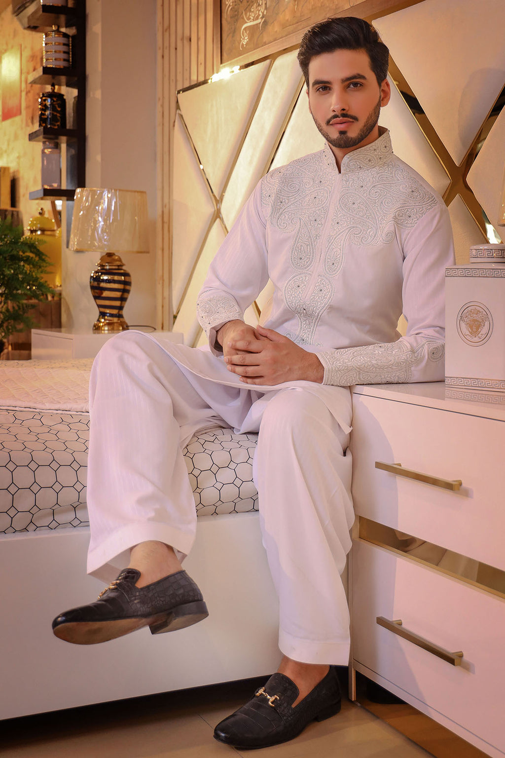 White Embroided Kurta
