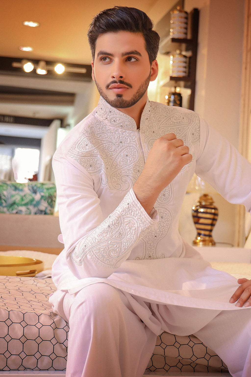 White Embroided Kurta