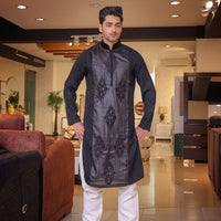 Black  Silk Finish Kurta