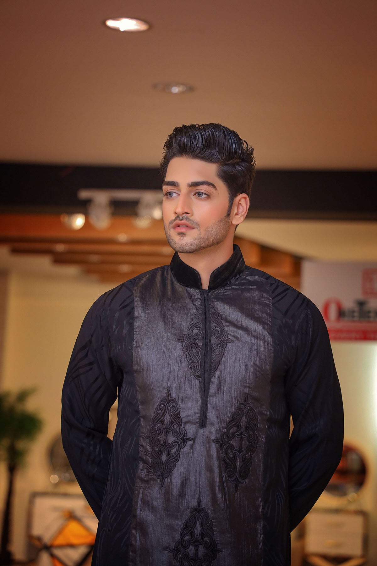 Black  Silk Finish Kurta