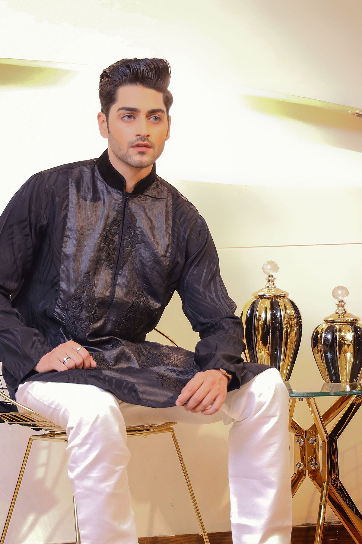 Black  Silk Finish Kurta