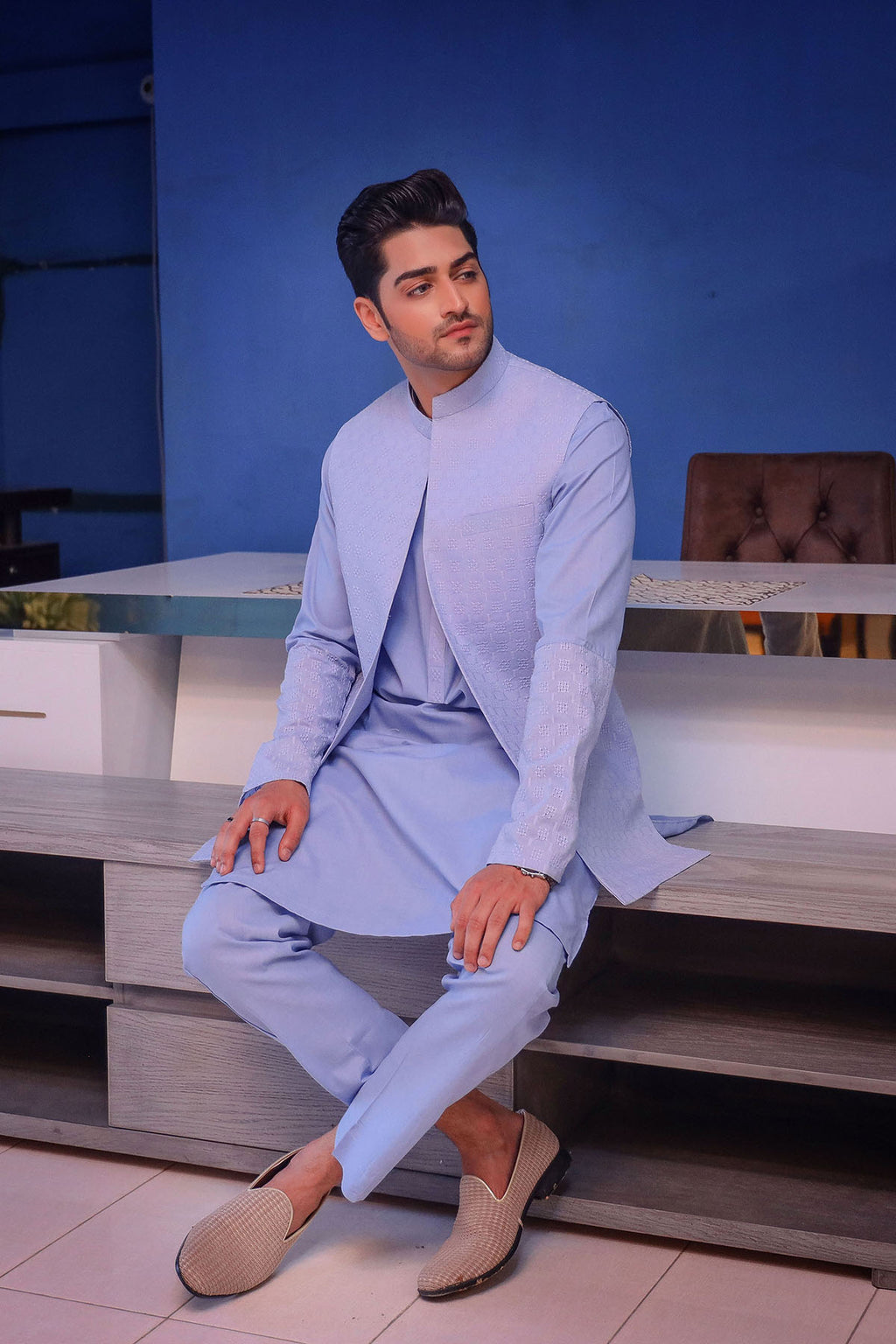 Sky Blue Waist Coat