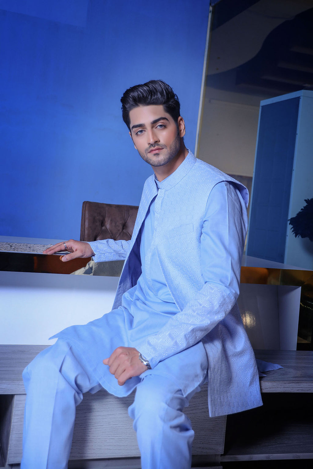 Sky Blue Waist Coat