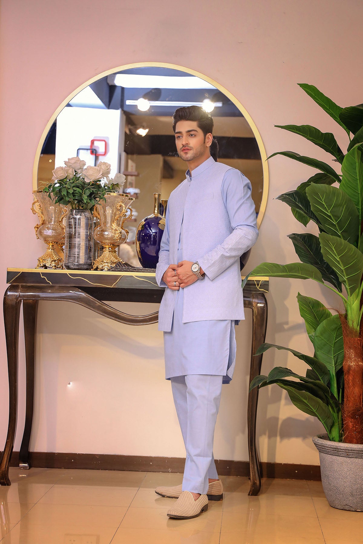 Sky Blue Waist Coat