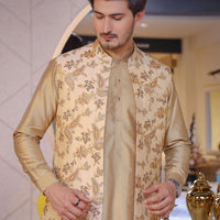 Embroided Cream Waist Coat