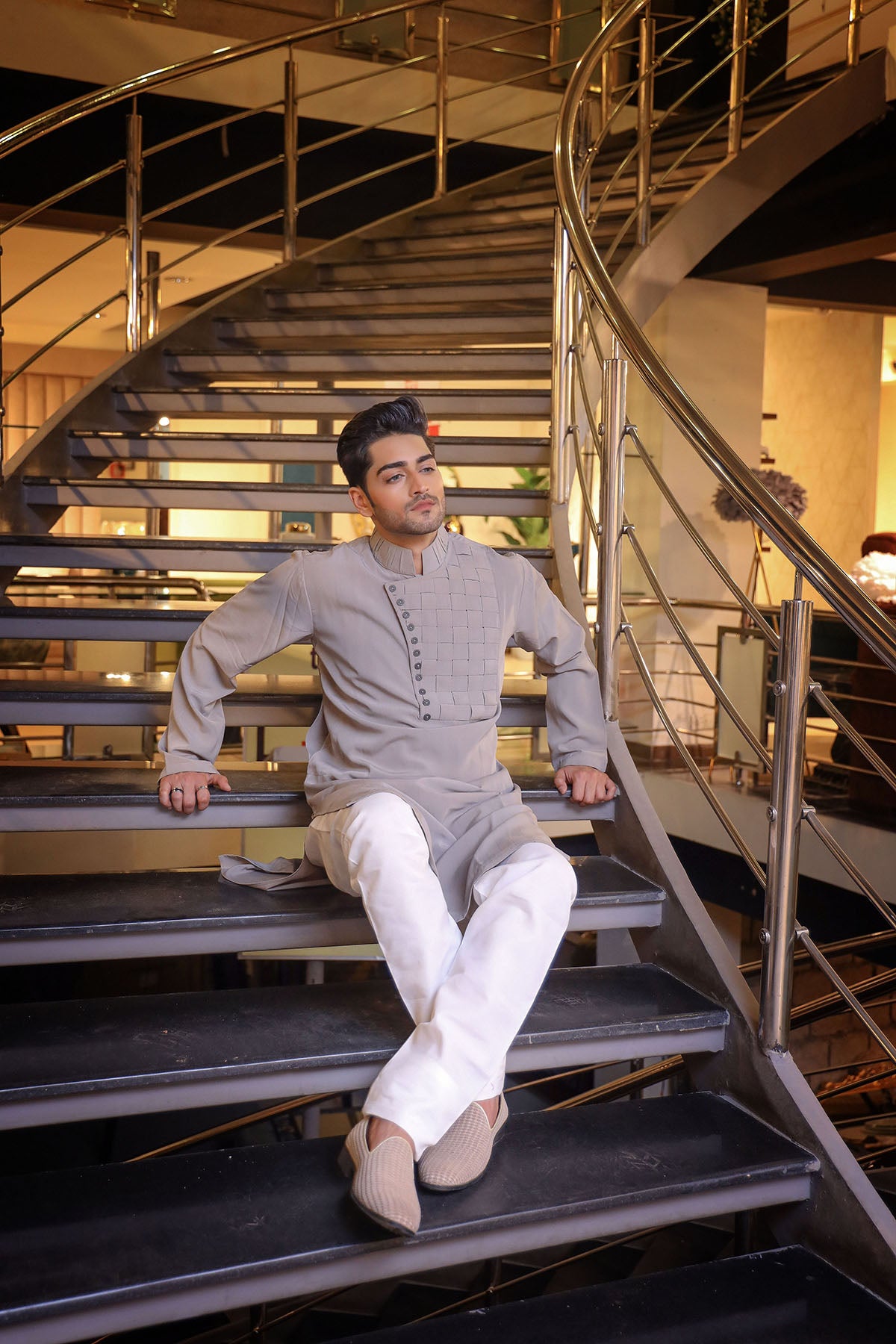 Light Grey Andrakha Kurta