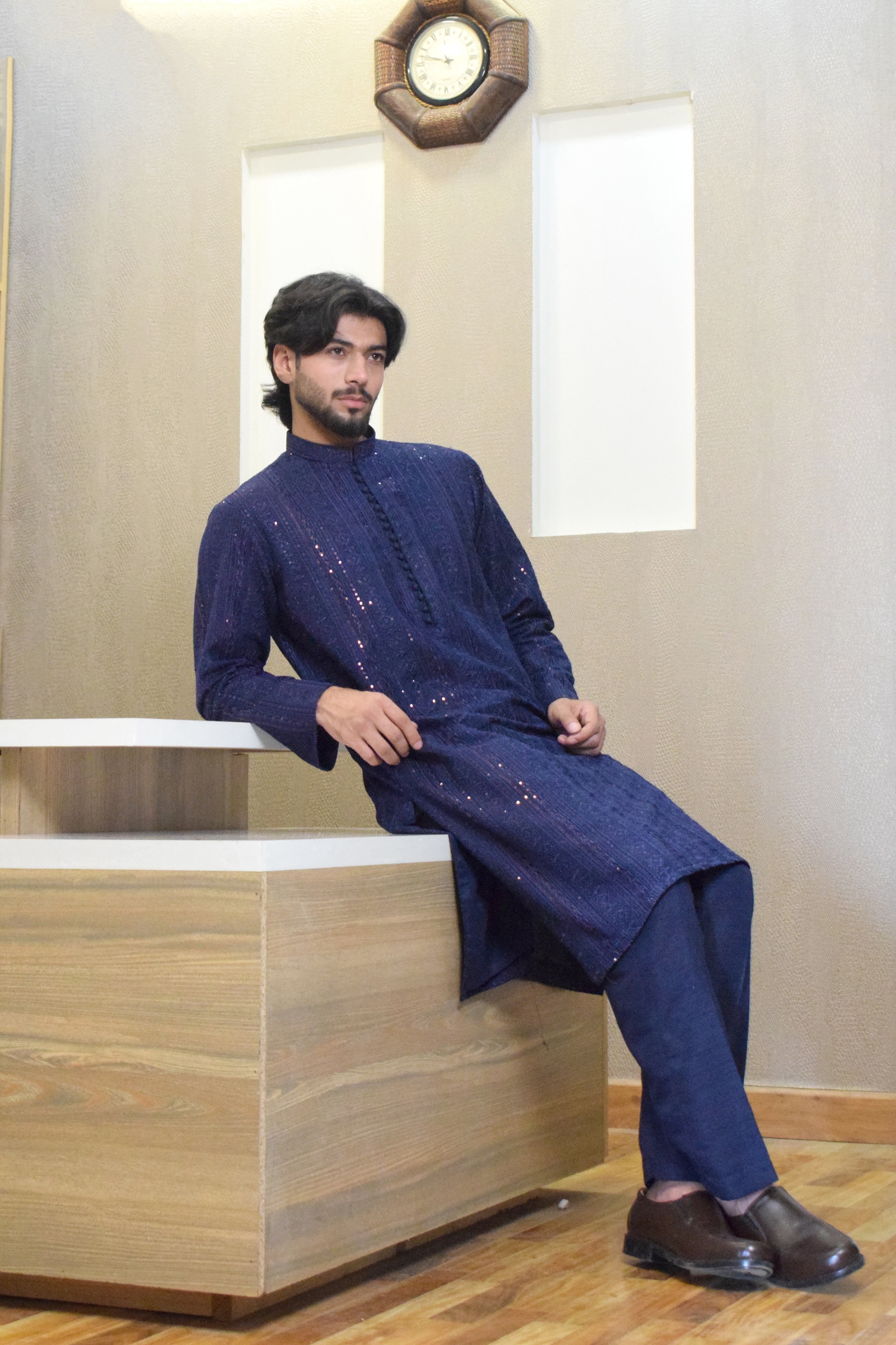 BLUE EMBROIDED KAMEEZ SHALWAR
