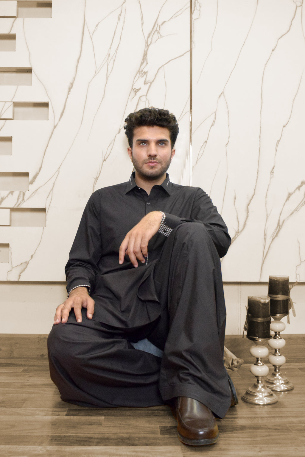 BLACK COLLAR KAMEEZ SHALWAR