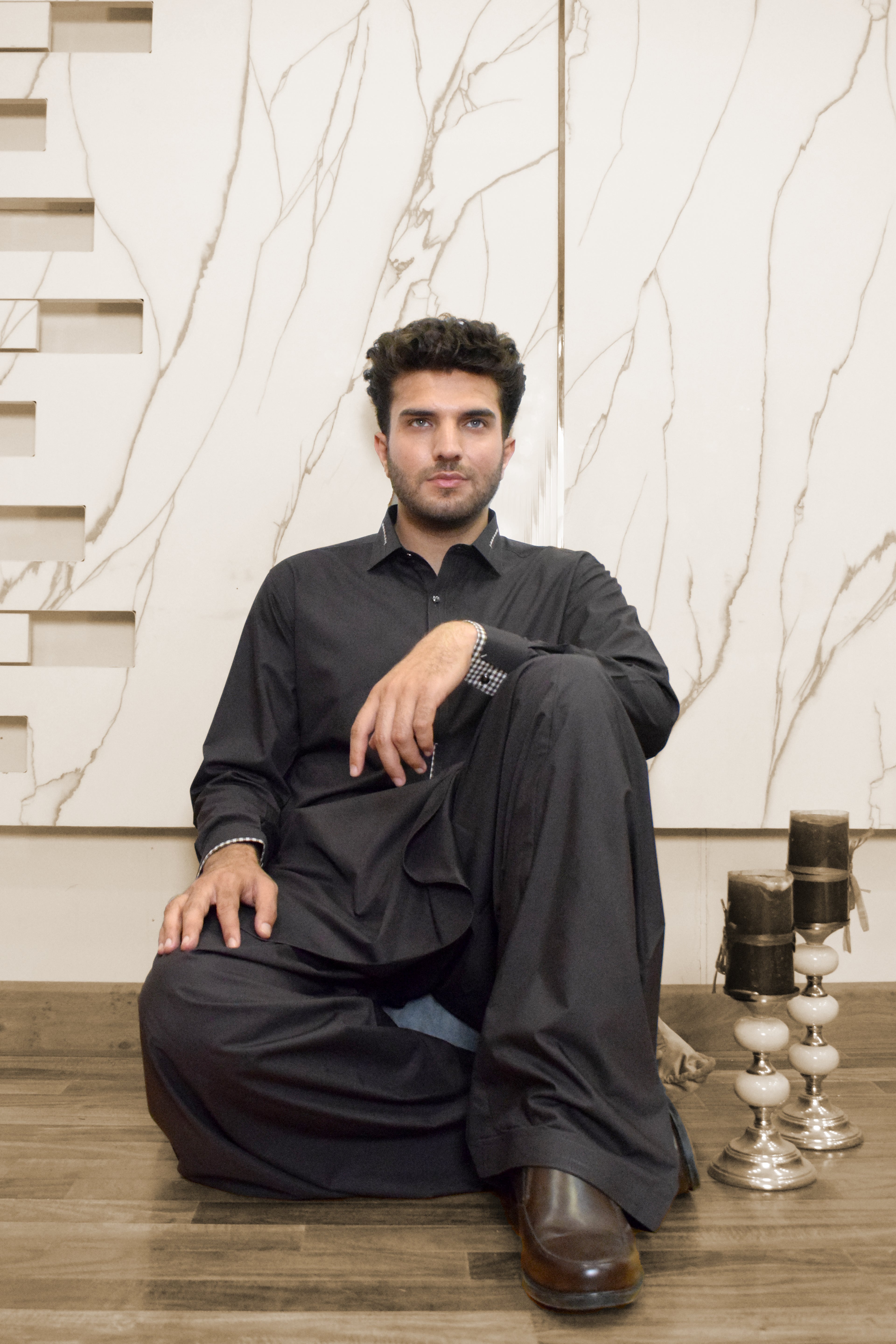 BLACK COLLAR KAMEEZ SHALWAR