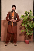 Bronze Jamawar Waist Coat