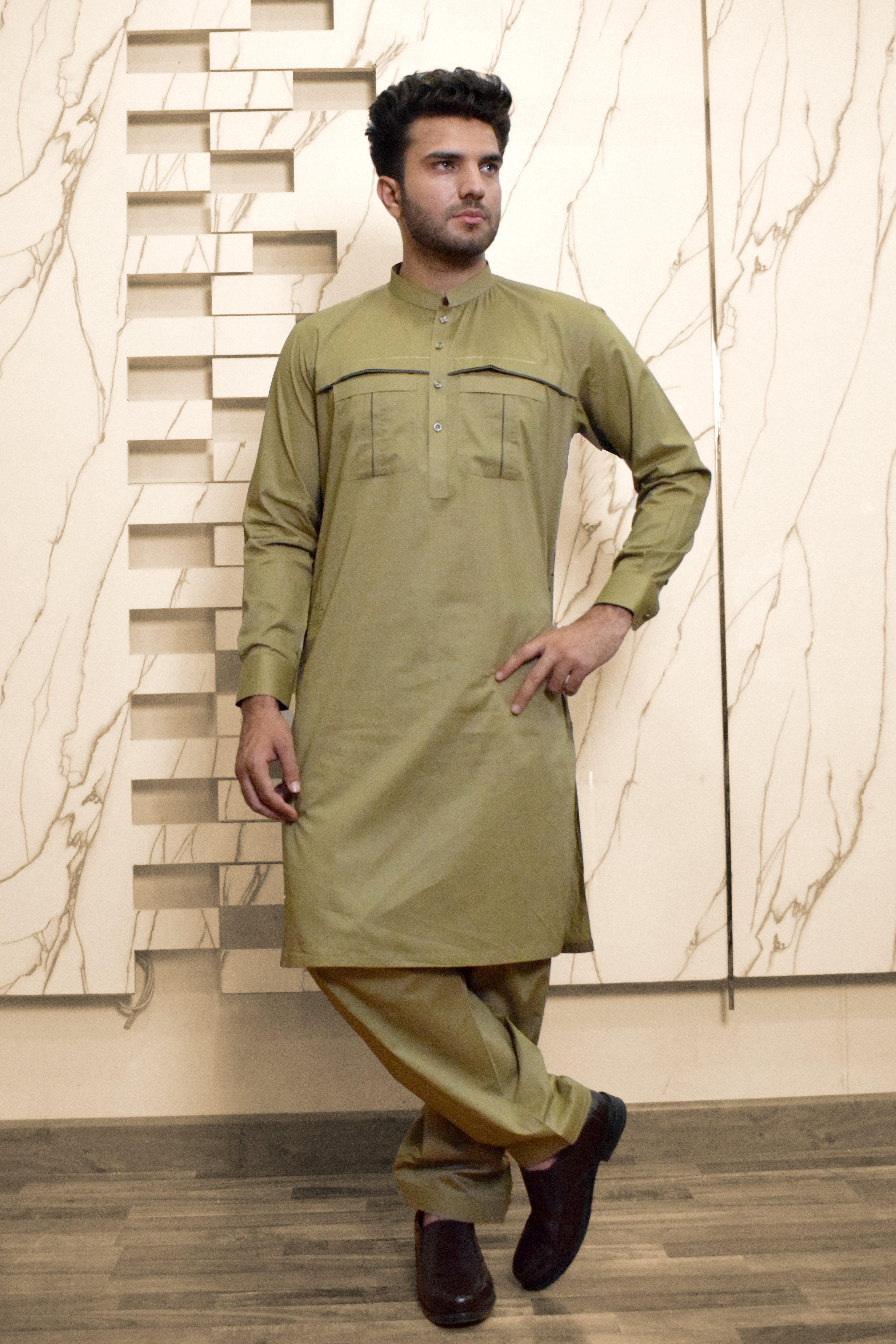 MUSTAED BROWN KAMEEZ SHALWAR