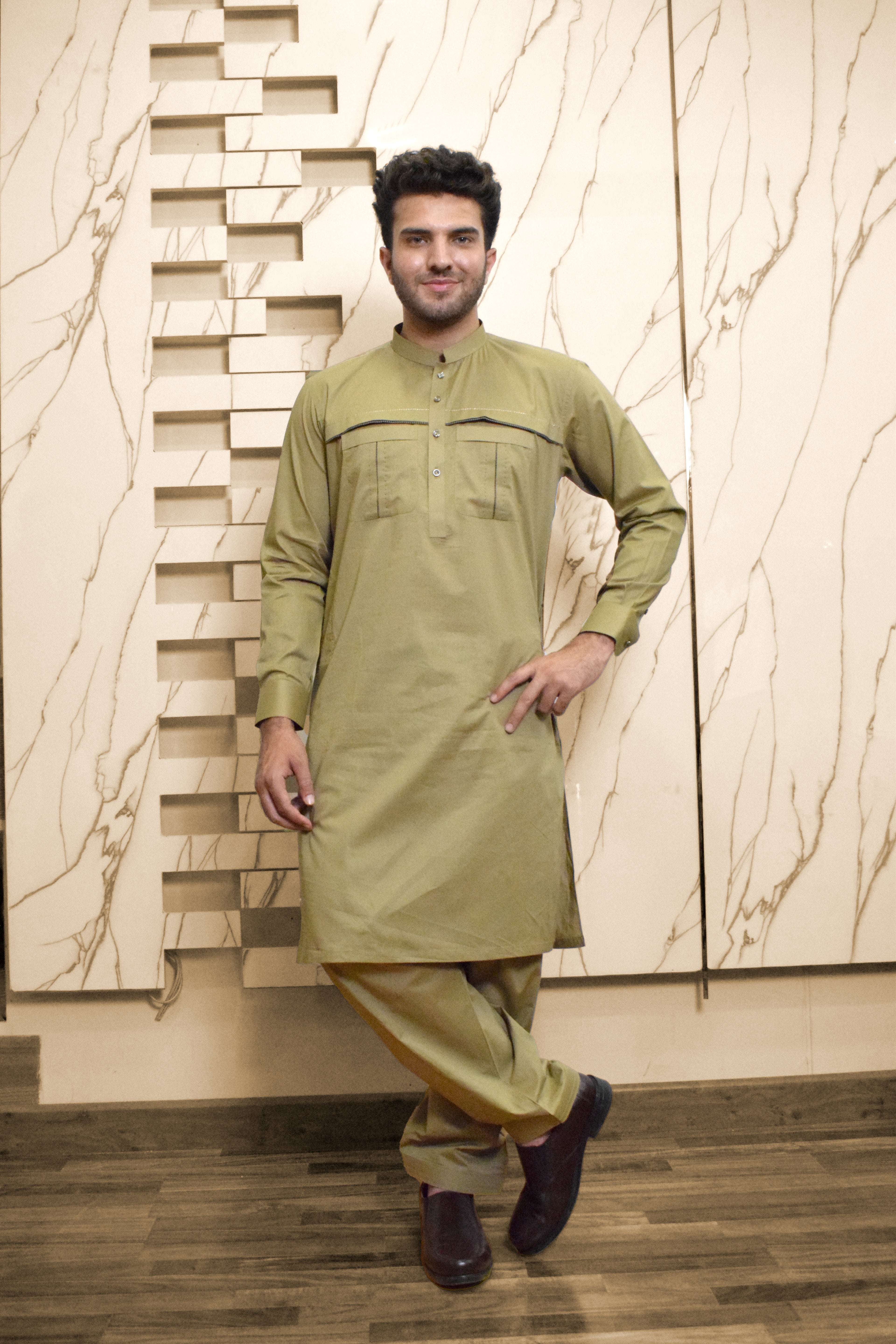 MUSTAED BROWN KAMEEZ SHALWAR