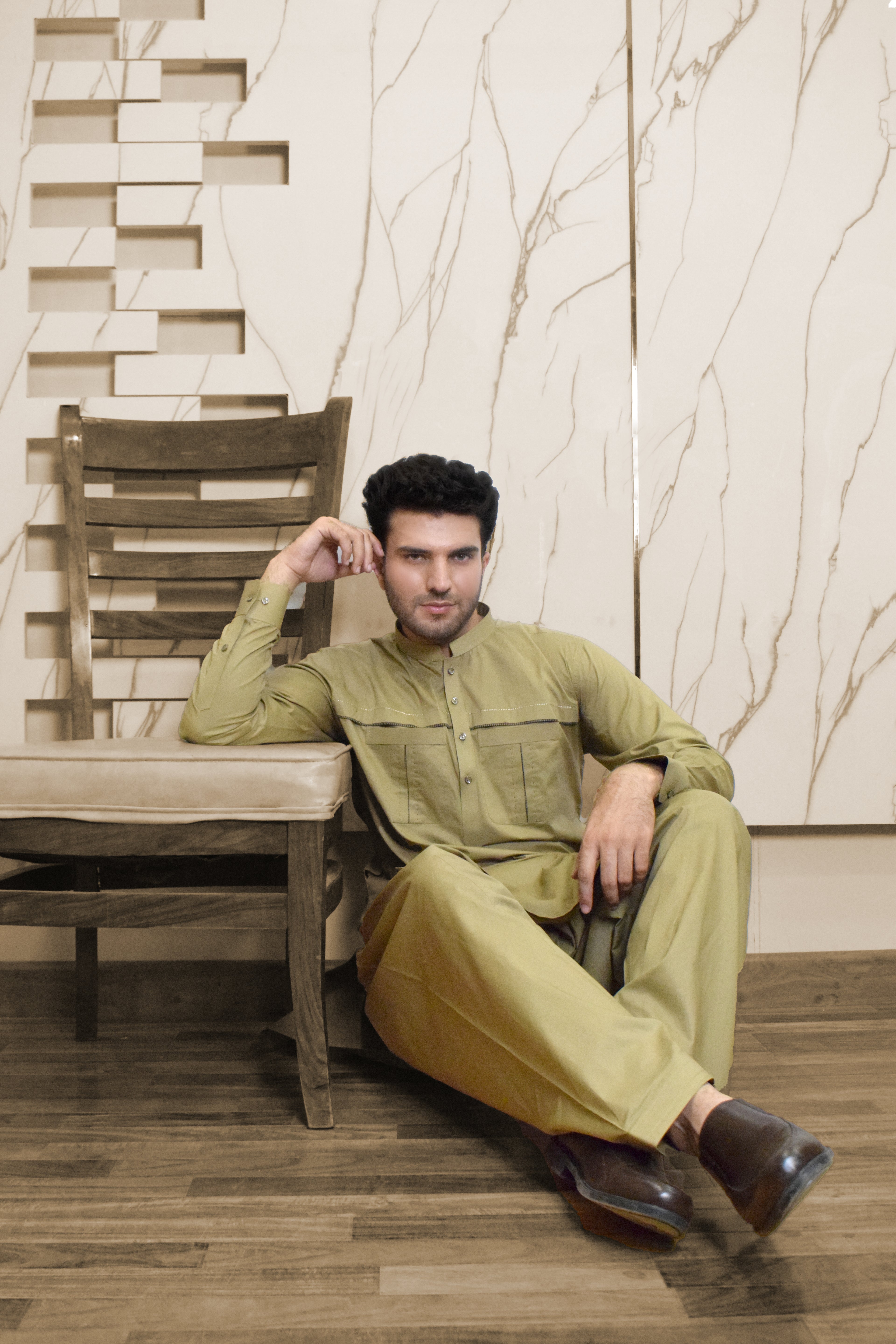 MUSTAED BROWN KAMEEZ SHALWAR